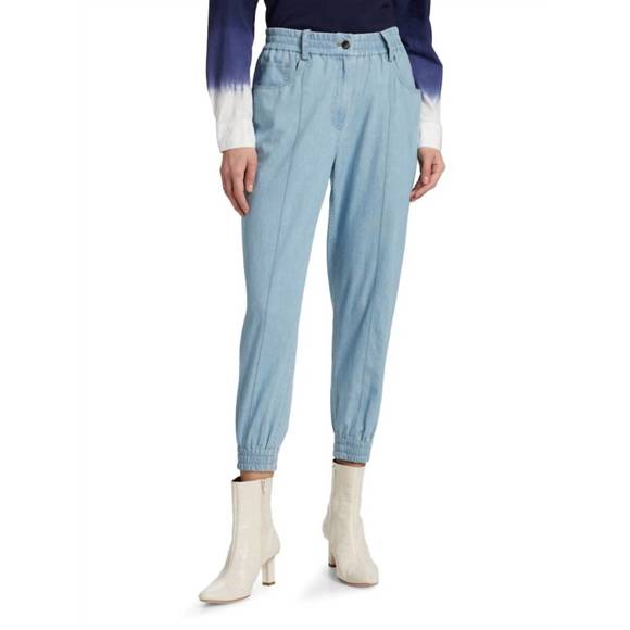 NEW DEREK LAM 10 CROSBY phoenix jogger in light blue chambray - Picture 1 of 3